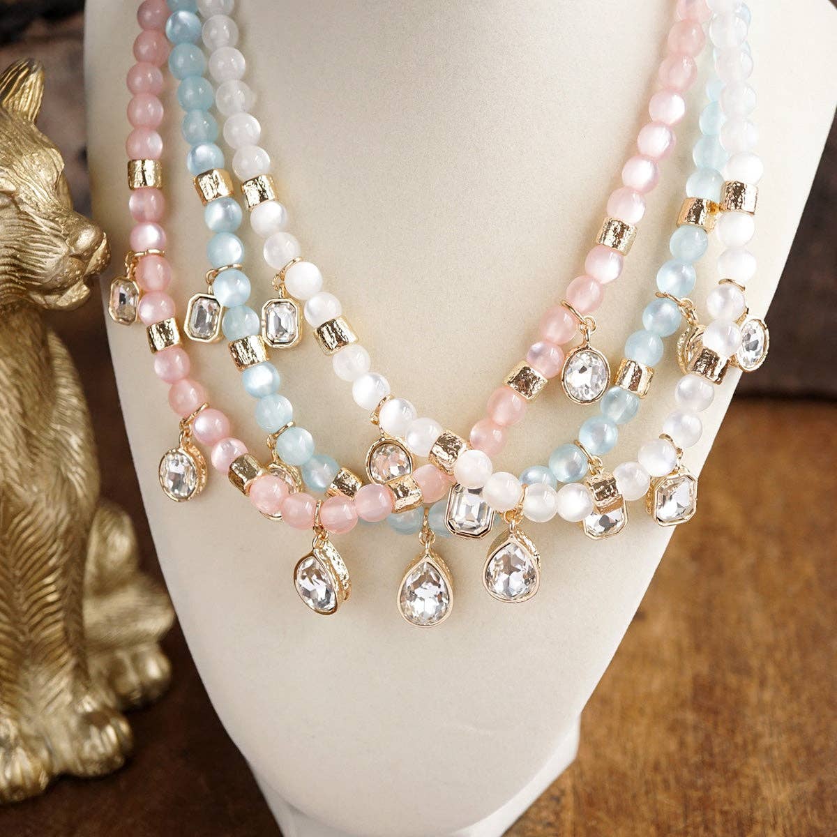 Sugarlight Drops – Beaded Charm Necklace with Crystal Accents