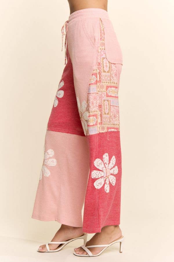 DAISY PATCHWORK WAFFLE PANTS