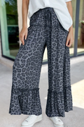 Bold Leopard Wide Leg Frilled Tiered Pants
