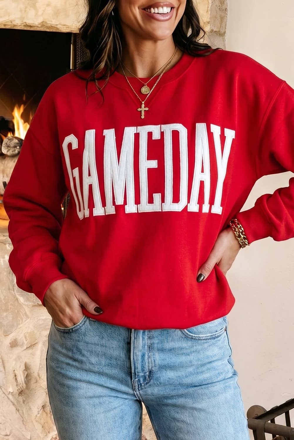 GAMEDAY Sweatshirt Long Sleeve Round Neck Casual Pullover