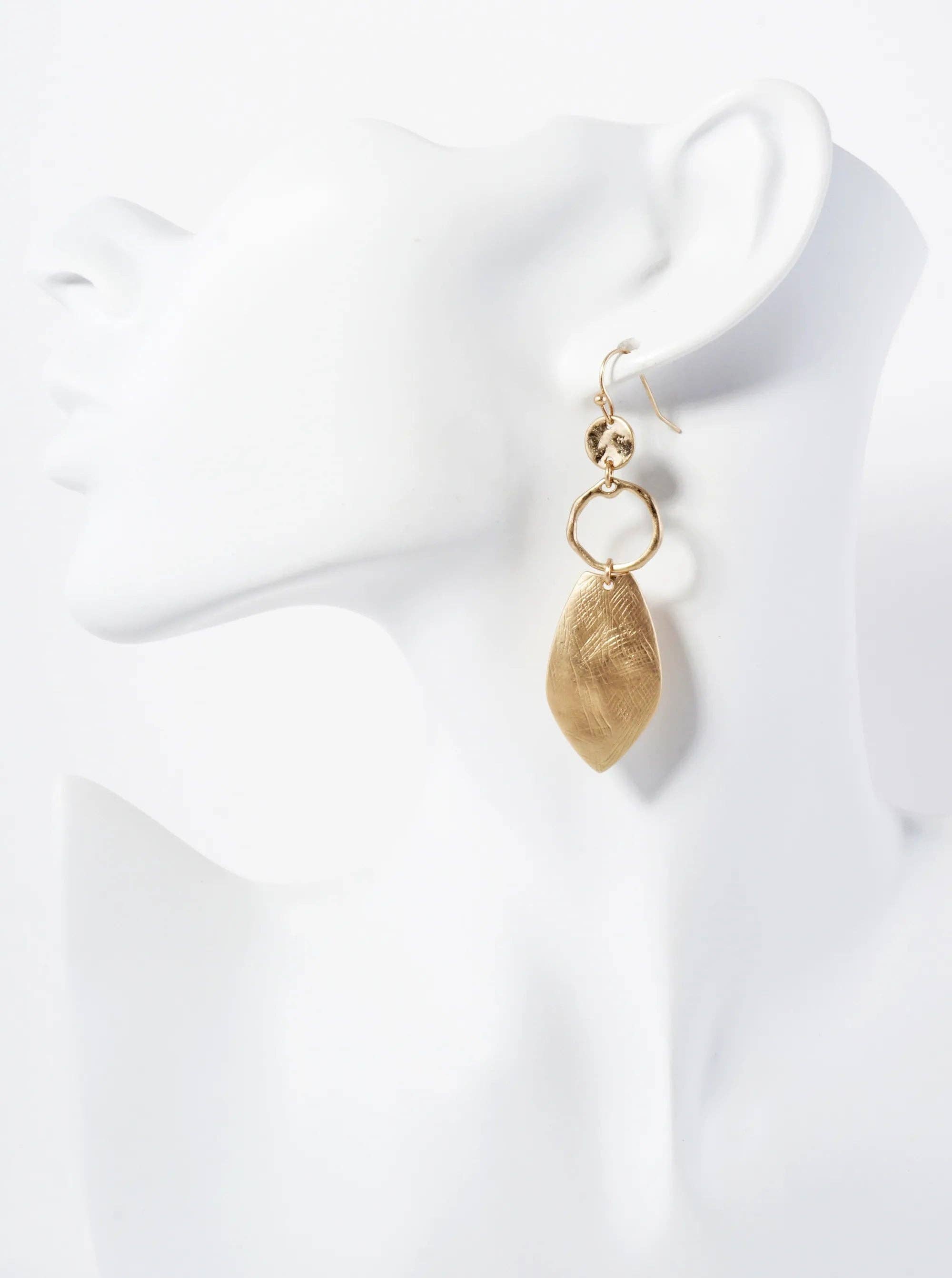 Hand-Molded Metal Geometric Dangle Drop Earrings