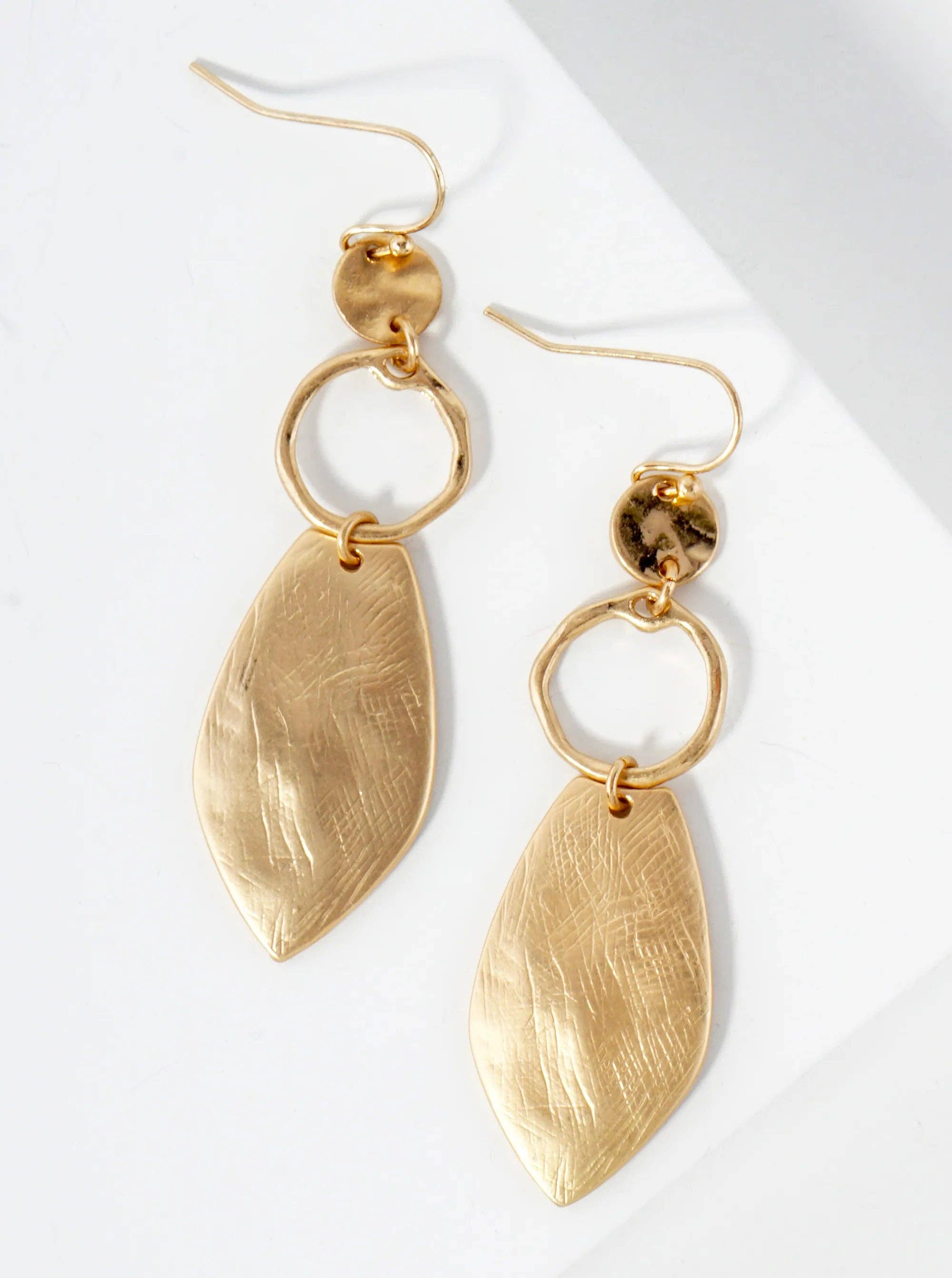 Hand-Molded Metal Geometric Dangle Drop Earrings