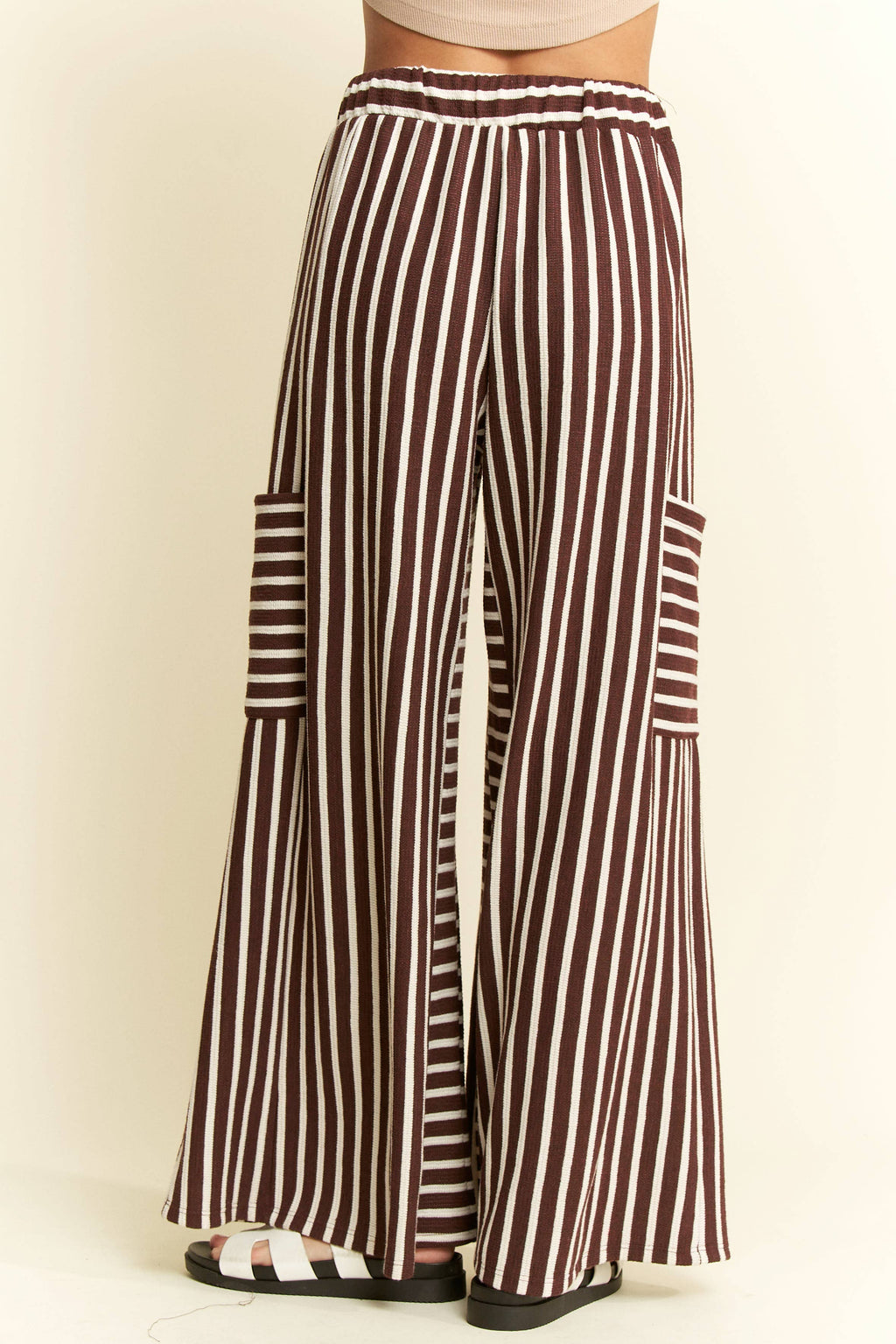 PLUS SIZE STRIPE WIDE LEG PANTS
