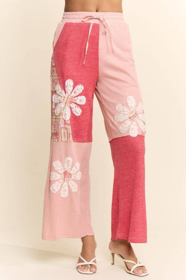 DAISY PATCHWORK WAFFLE PANTS