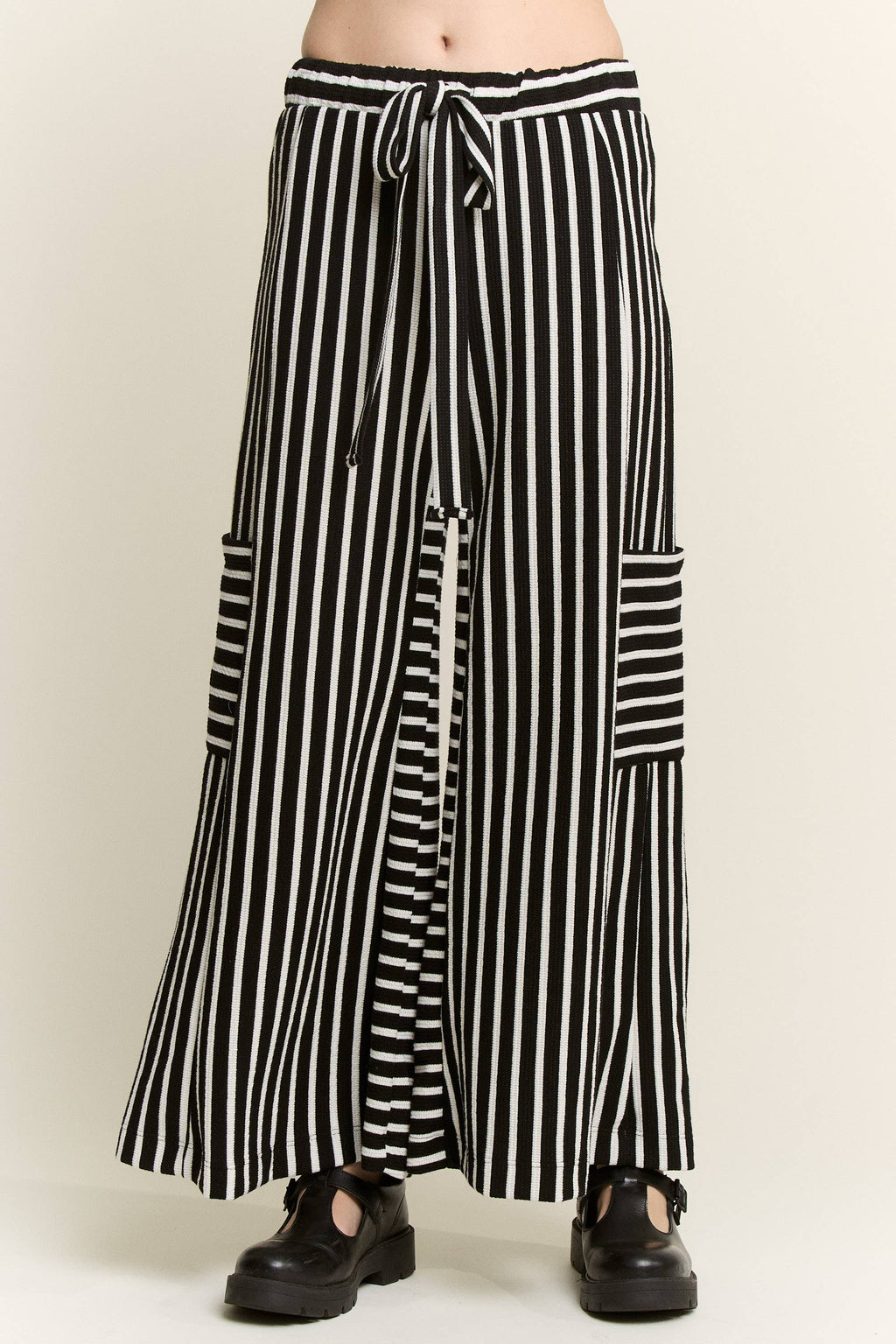 PLUS SIZE STRIPE WIDE LEG PANTS