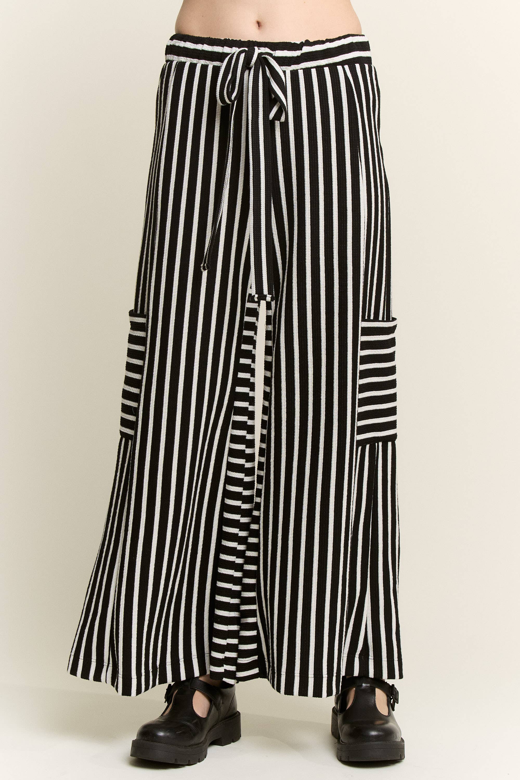 PLUS SIZE STRIPE WIDE LEG PANTS