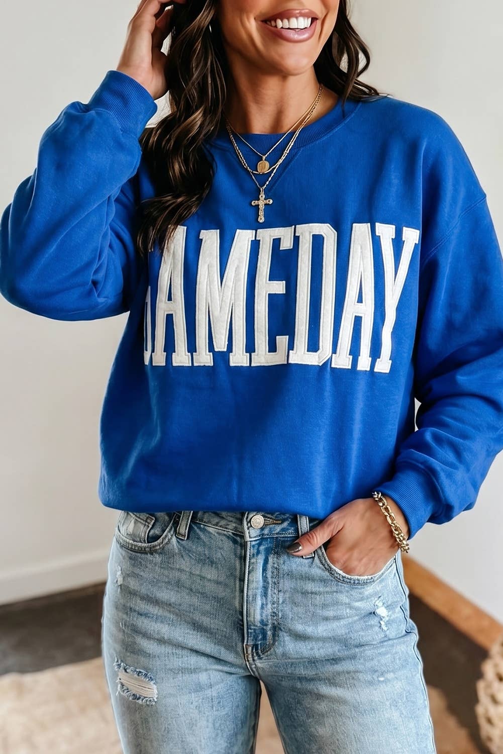 GAMEDAY Sweatshirt Long Sleeve Round Neck Casual Pullover
