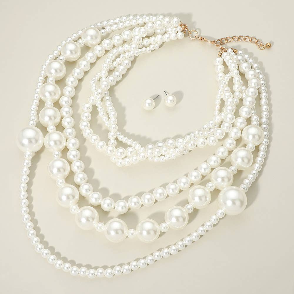 Multi Strand Pearl Statement Necklace