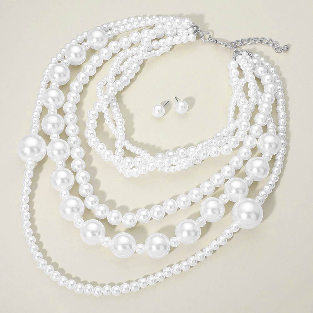 Multi Strand Pearl Statement Necklace