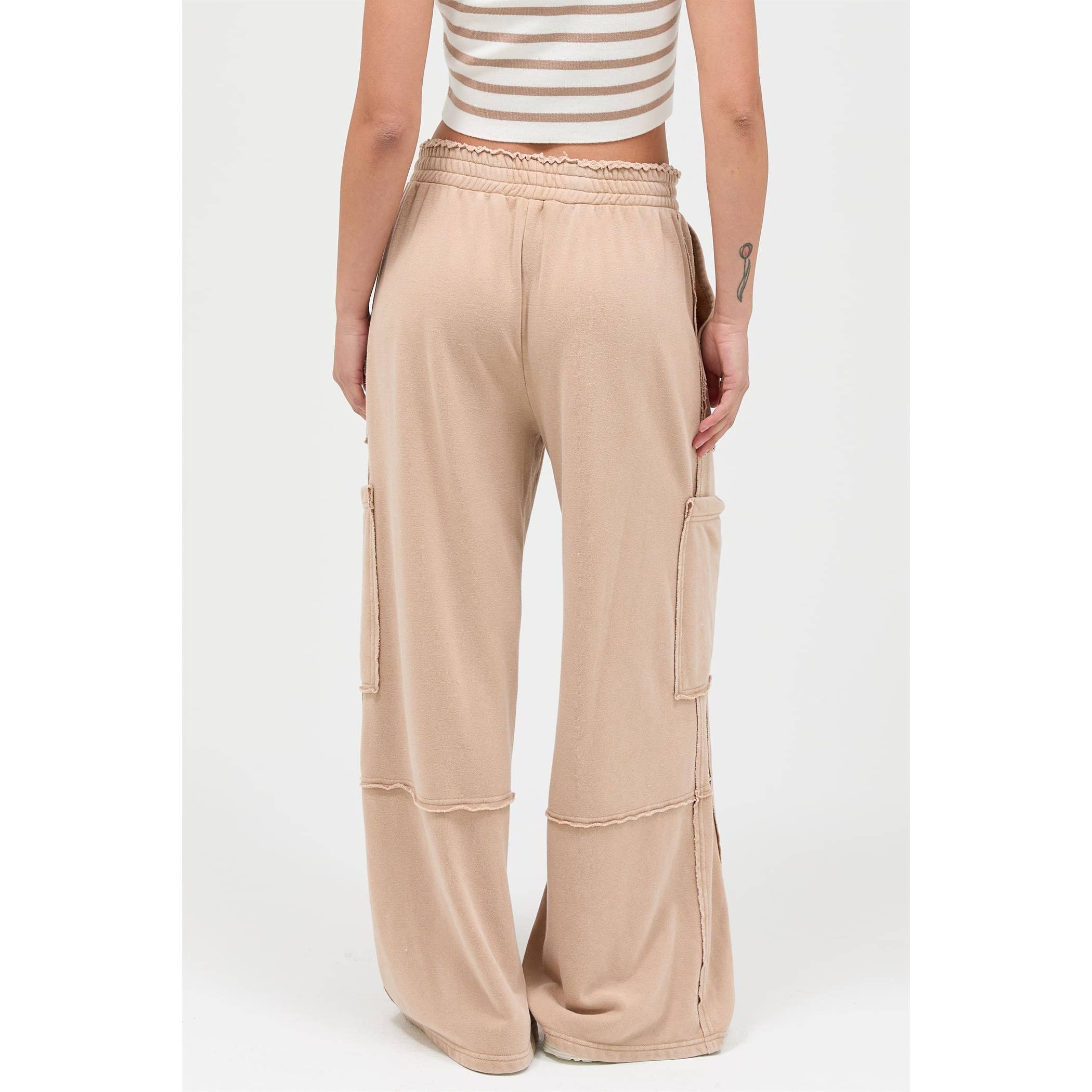 Mineral Wash Wide Leg Cargo Pants