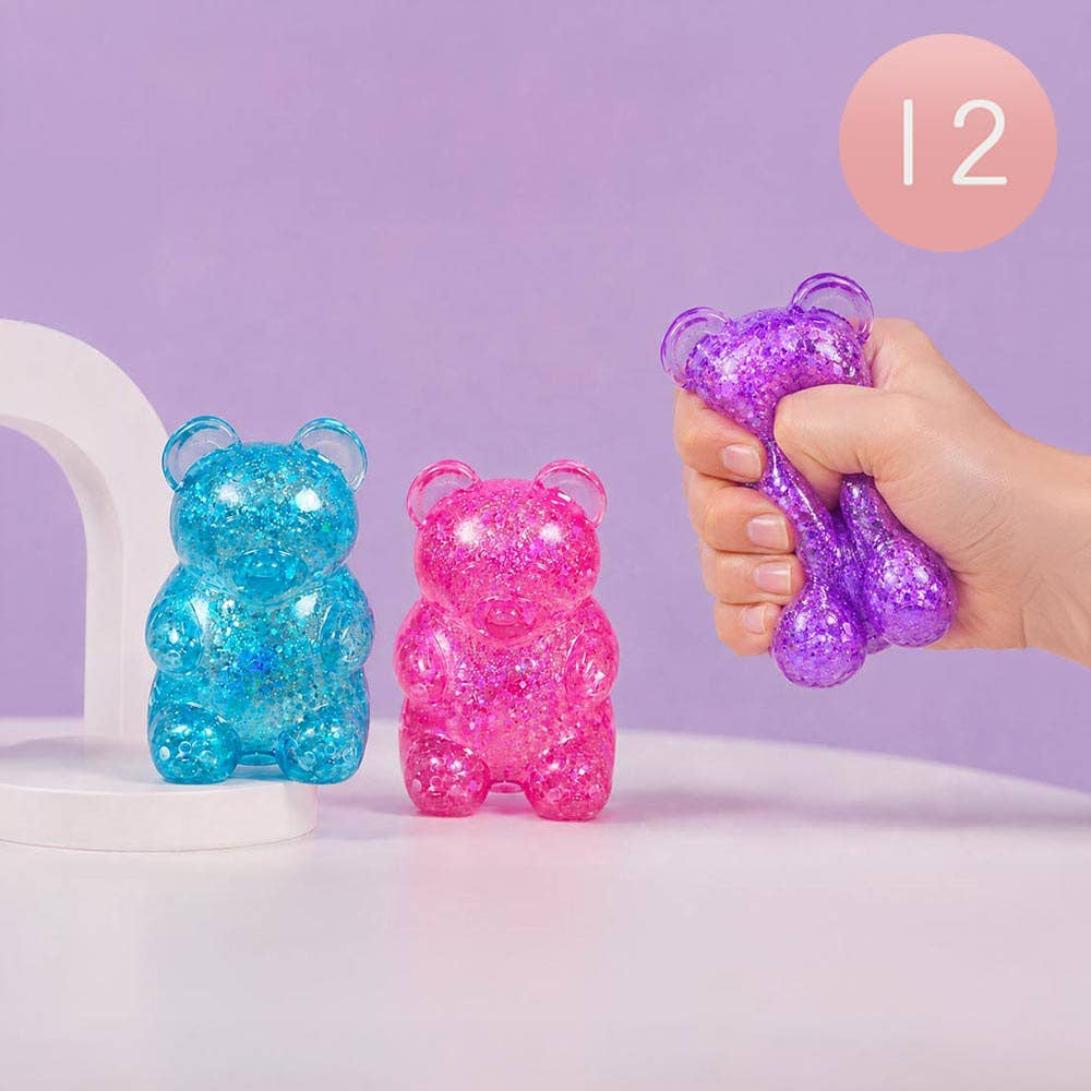 12PCS - Glittered Gummy Bear Squeeze Stress Relief Toy