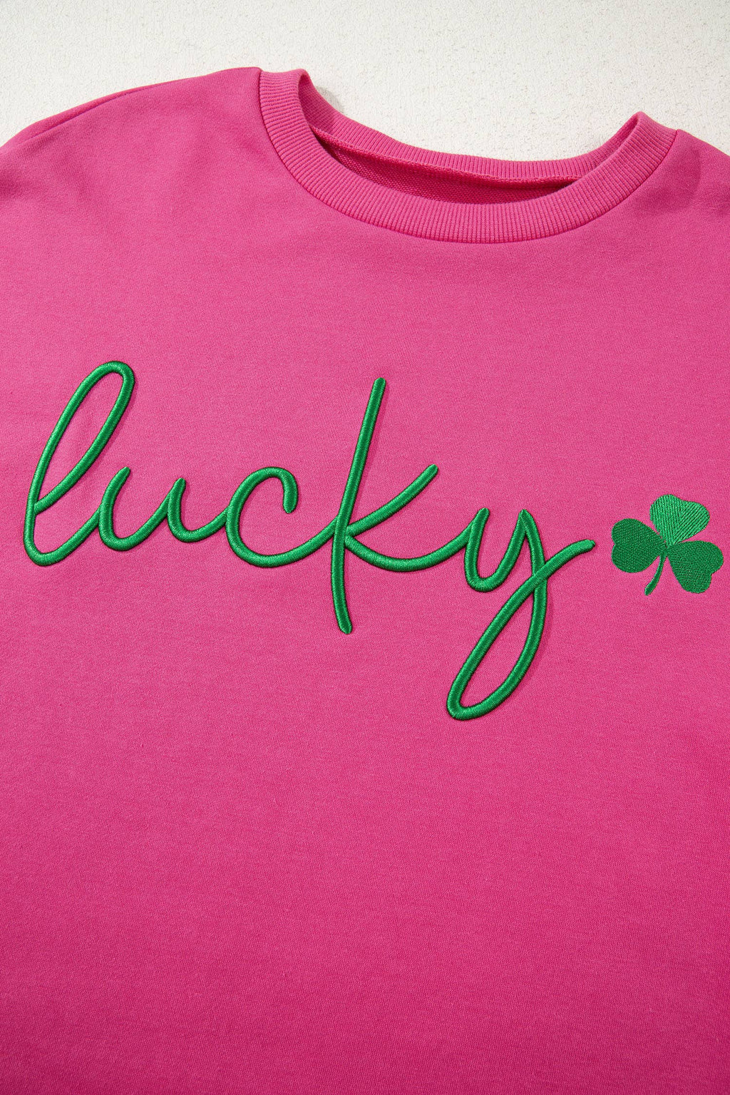 LDC St Patricks Lucky Embroidered Loose Pullover Sweatshirt