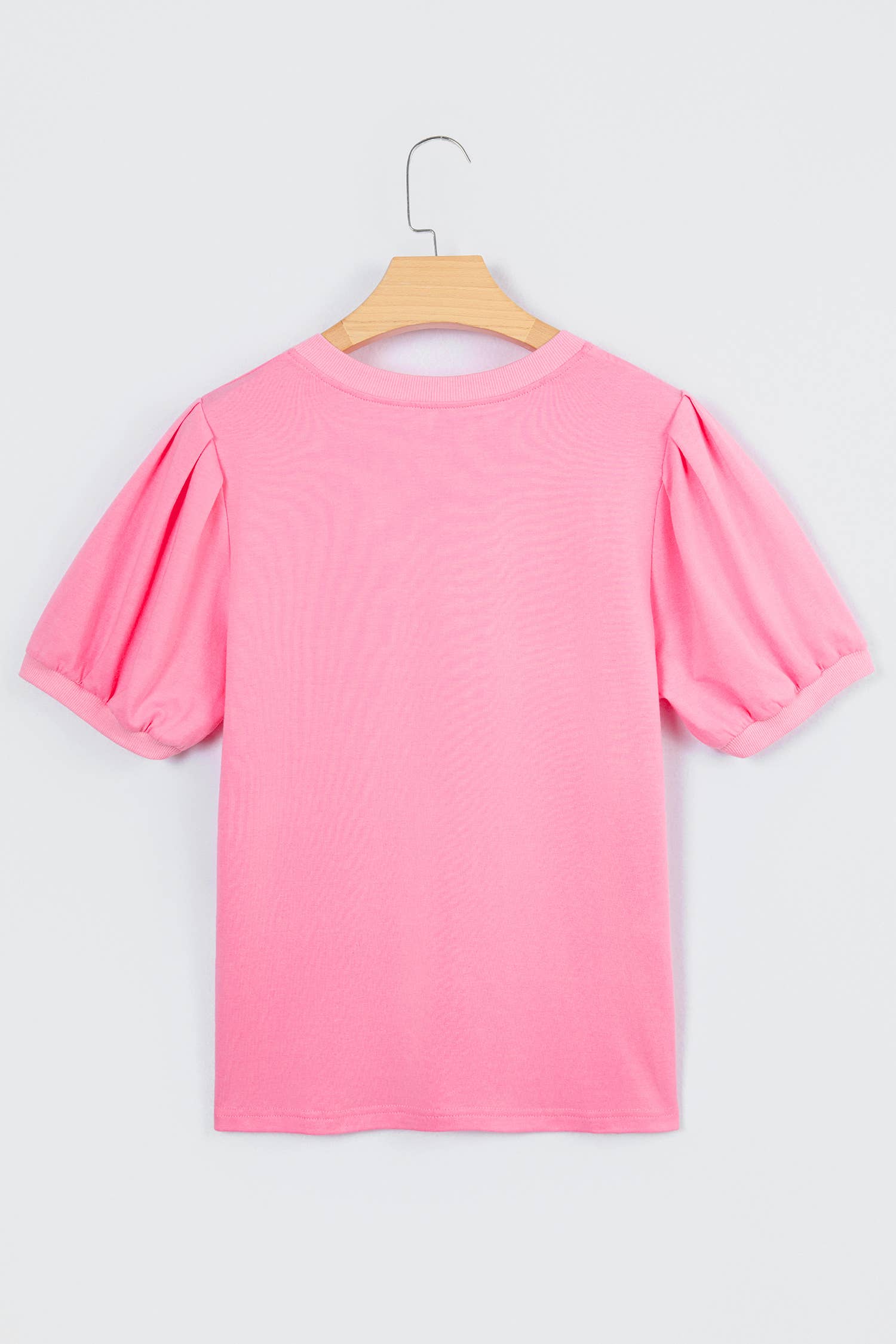 Plus Size Solid Color V Neck Short Puff Sleeve Blouse (S-4X)