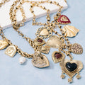 Assorted Pearl And Heart Charms Statement Necklace