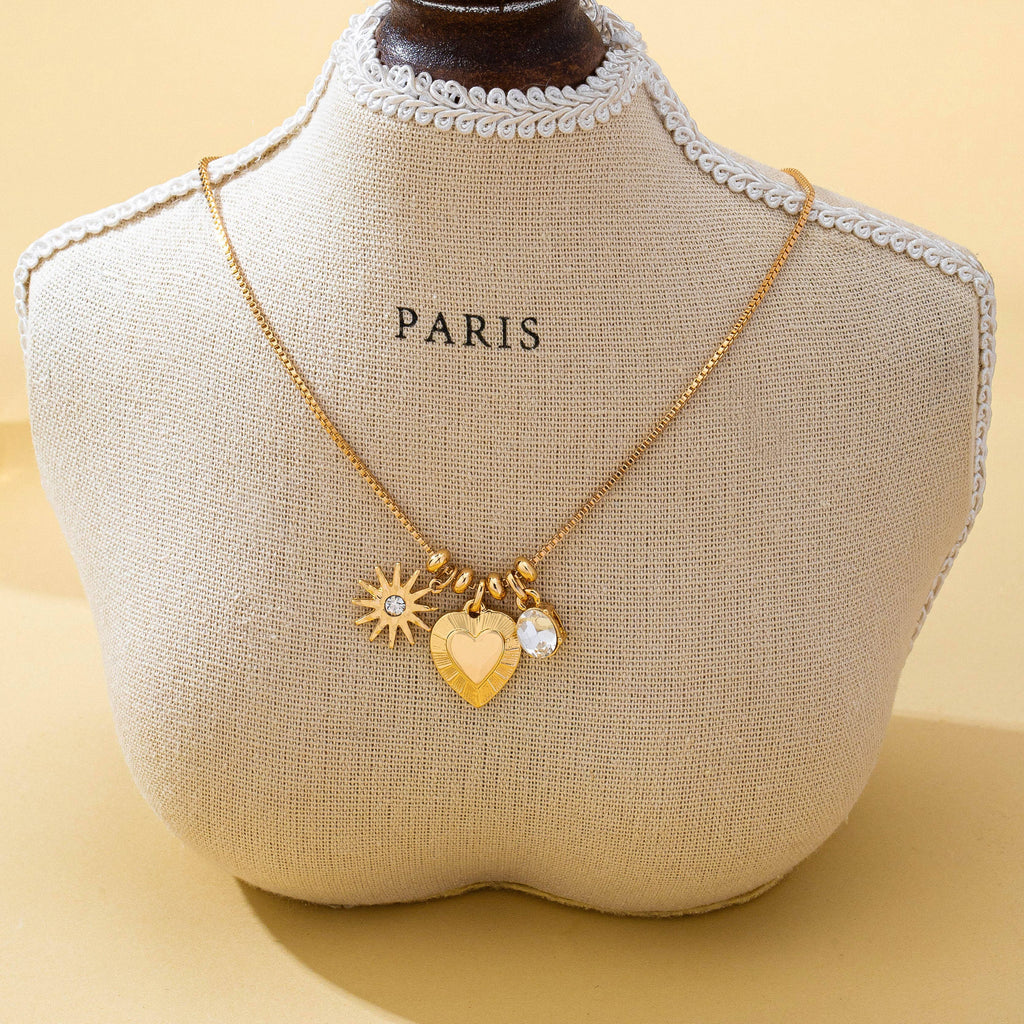 Celestial Heart and Starburst Charm Necklace | 80N93135