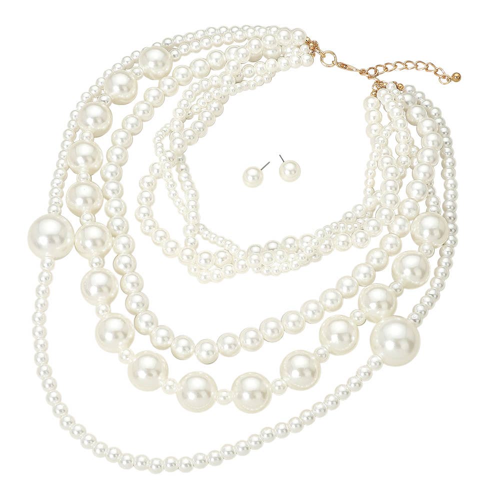 Multi Strand Pearl Statement Necklace