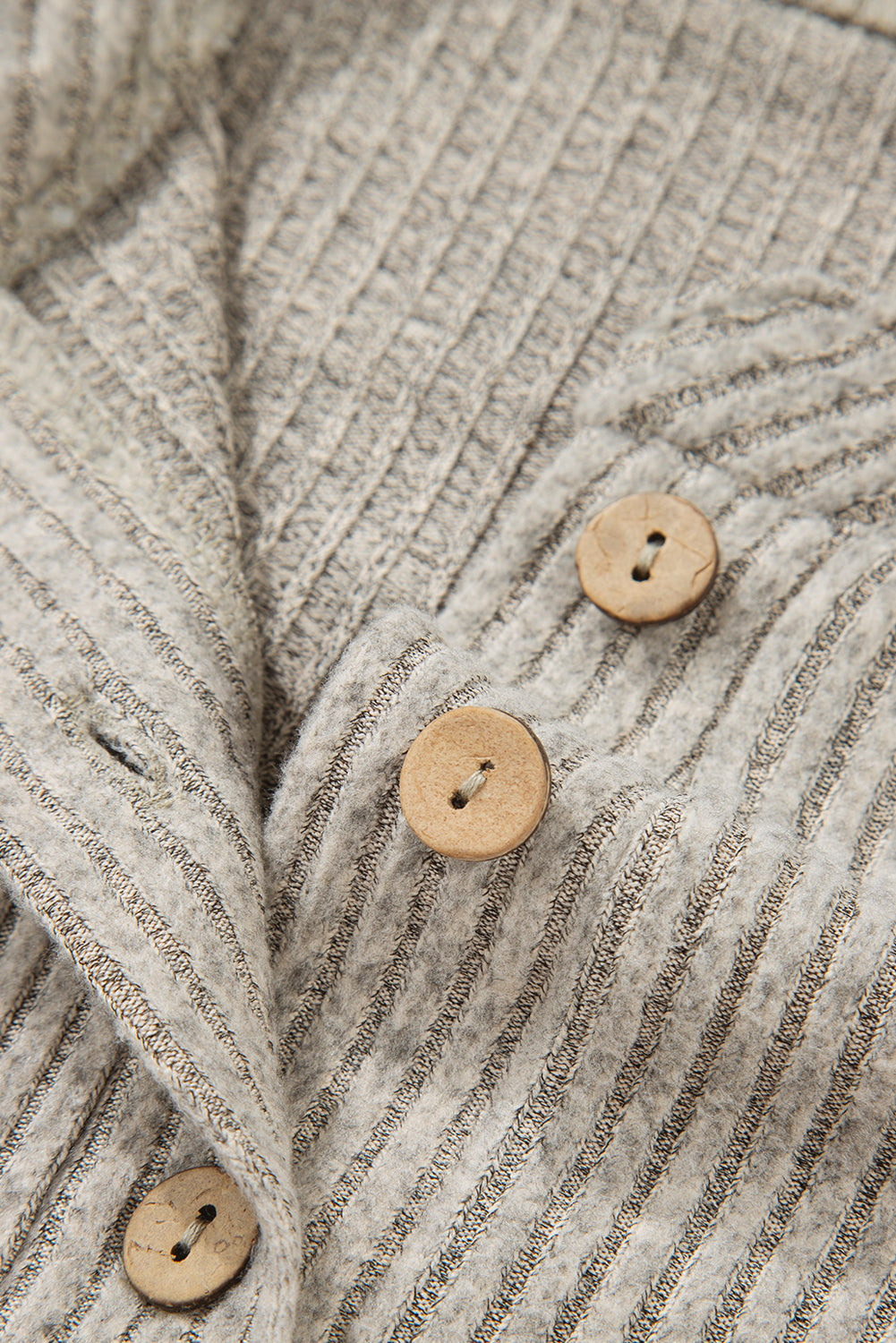 Simply Taupe Ribbed Texture Drop Shoulder Henley Top