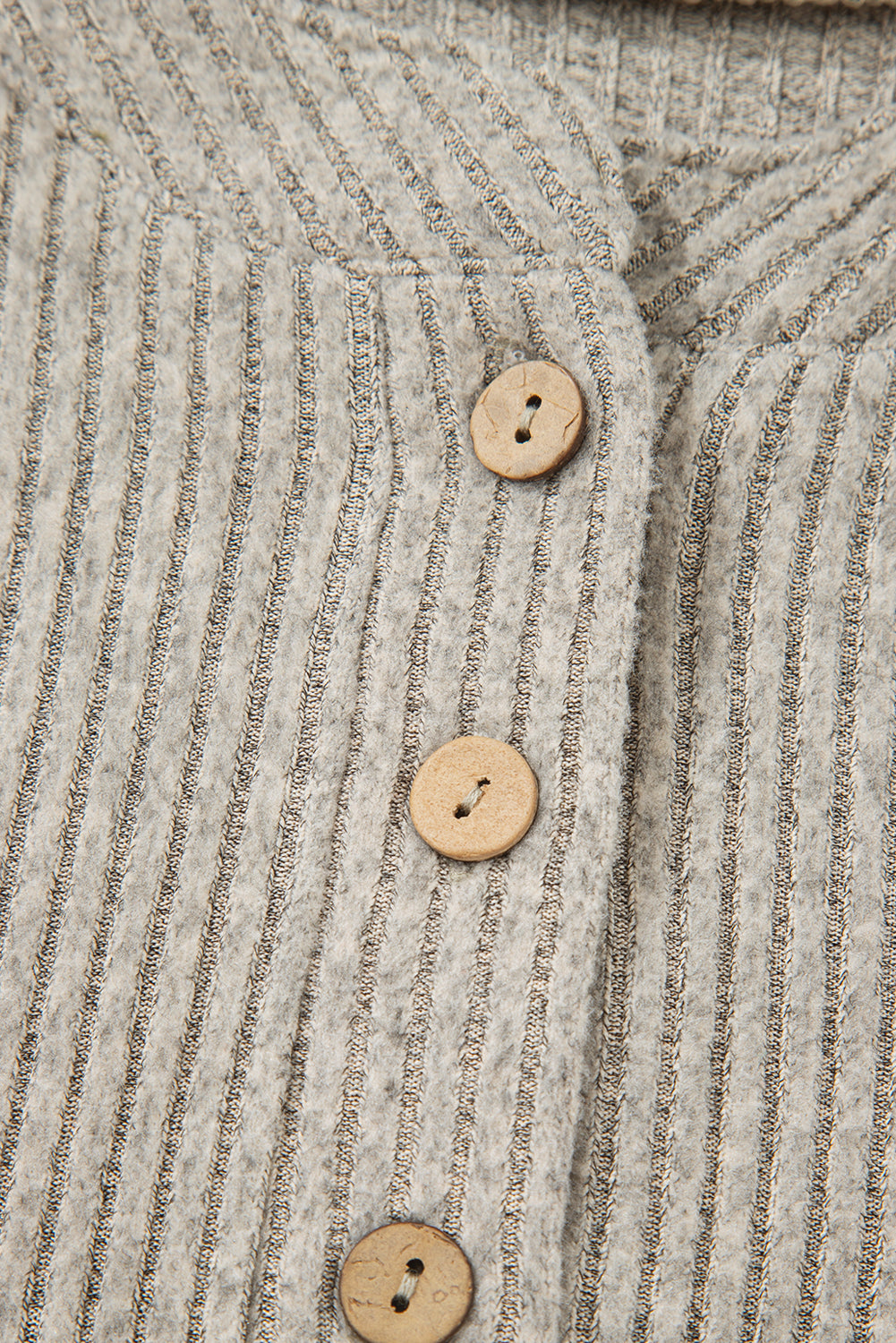Simply Taupe Ribbed Texture Drop Shoulder Henley Top