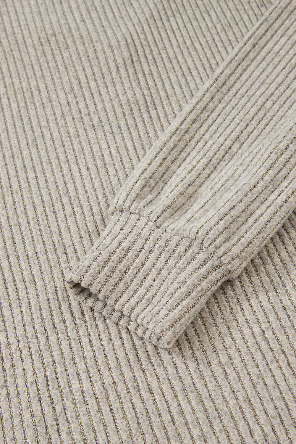 Simply Taupe Ribbed Texture Drop Shoulder Henley Top