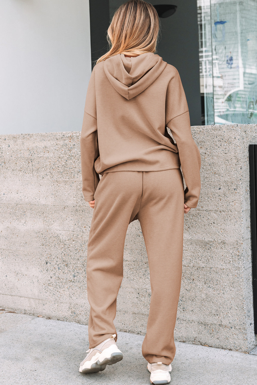 Lace Drawstring pullover Hoodie and Pant Set