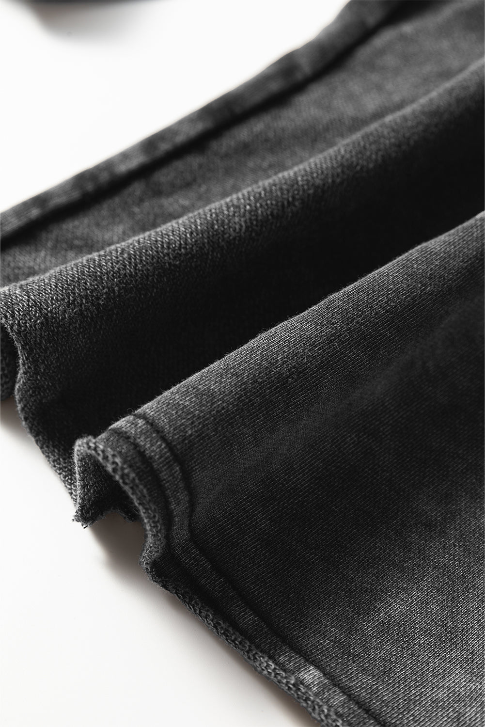 Black Mineral Washed Tiered Wide Leg Drawstring Pants