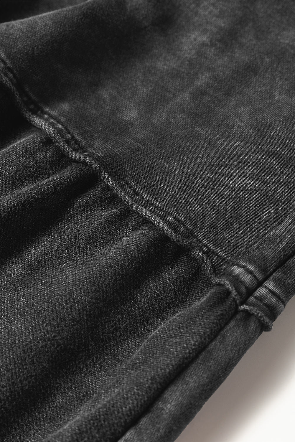 Black Mineral Washed Tiered Wide Leg Drawstring Pants