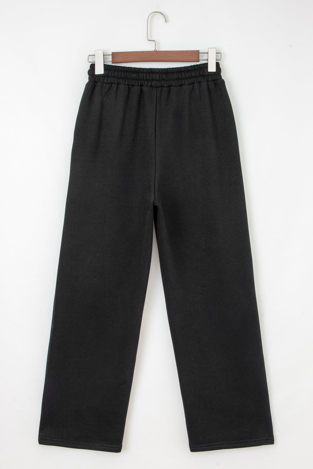 Black Fleece Lined Leopard Drawstring Pants