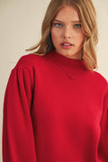 MOCK NECK PUFF SLEEVE SWEATER
