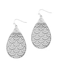 ( H684 )  METAL FILIGREE TEARDROP EARRING