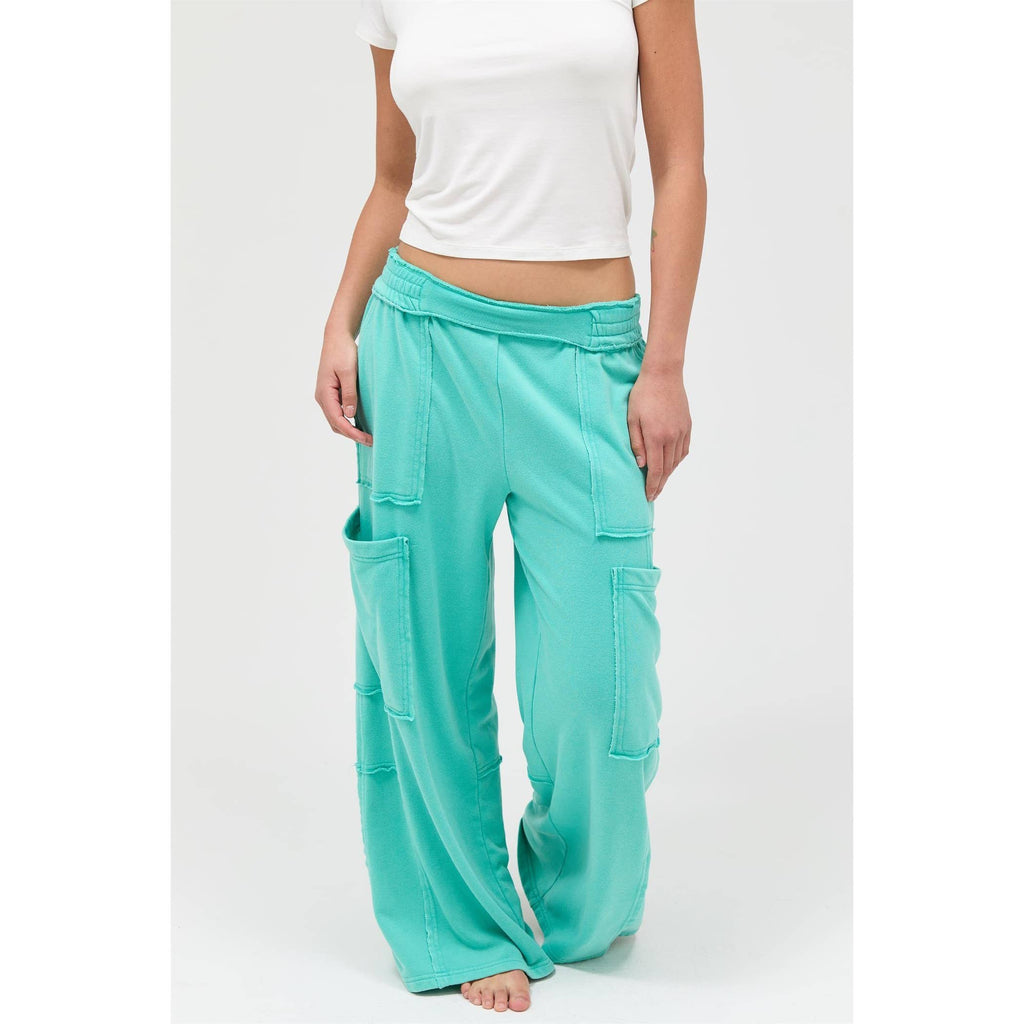 Mineral Wash Wide Leg Cargo Pants