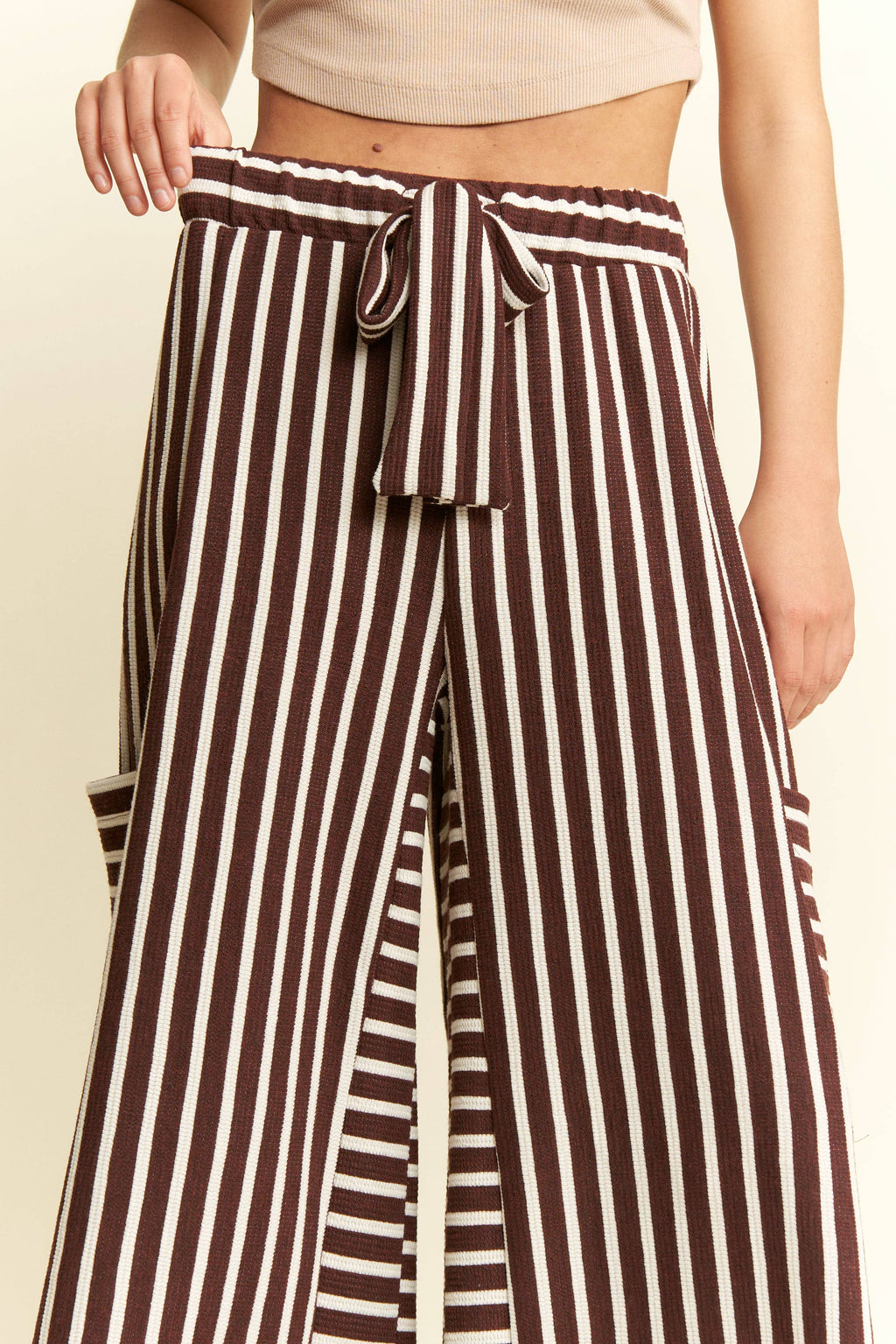 PLUS SIZE STRIPE WIDE LEG PANTS