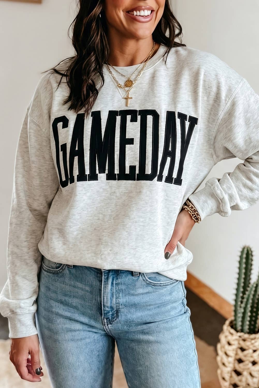 GAMEDAY Sweatshirt Long Sleeve Round Neck Casual Pullover