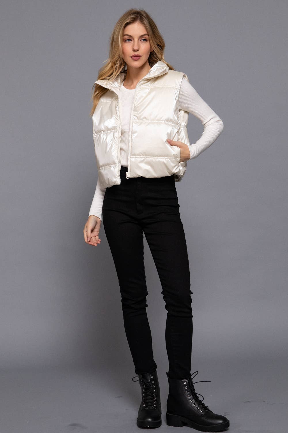 High Neck Zip Up Vest