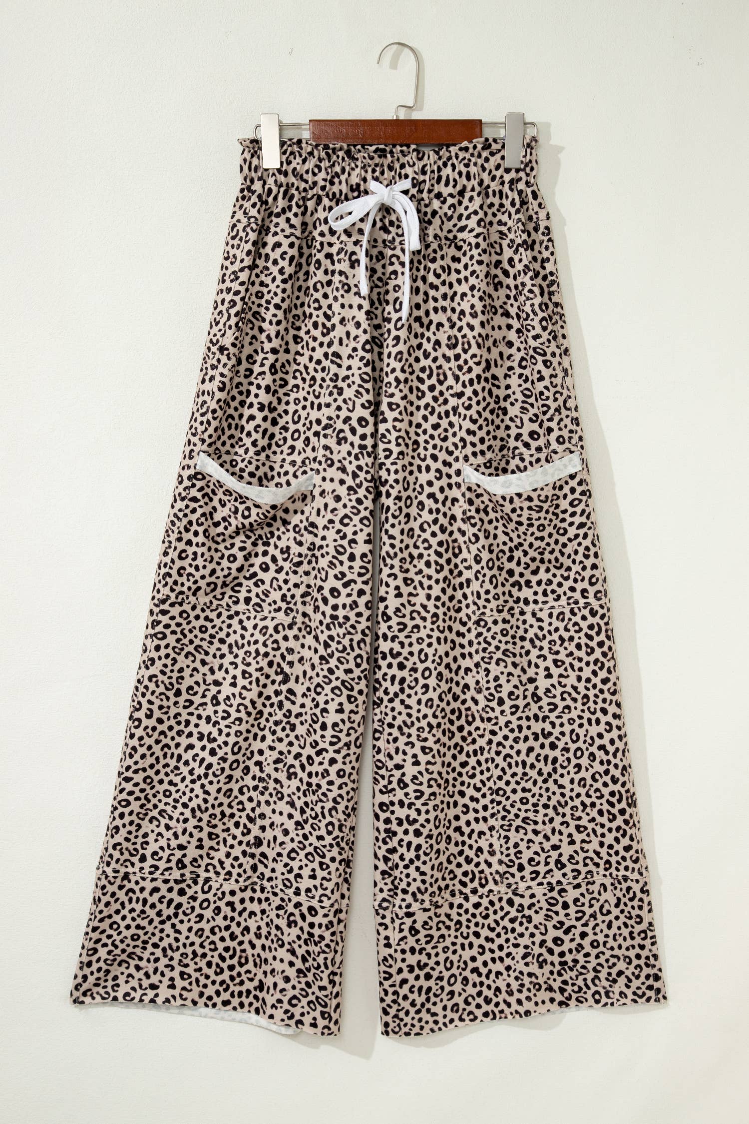 LDC Western Leopard Animal Print Wide Leg Terry Knit Pants