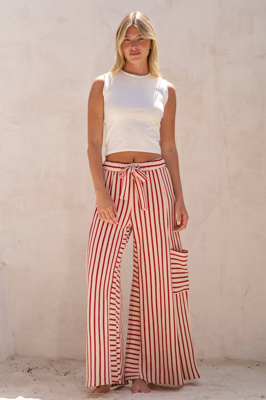 STRIPE WIDE LEG PANTS
