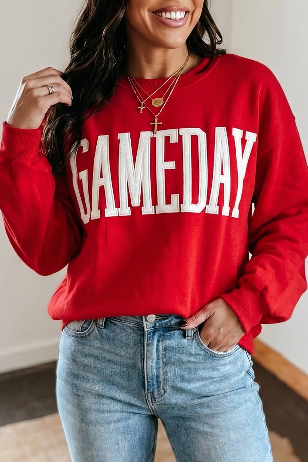 GAMEDAY Sweatshirt Long Sleeve Round Neck Casual Pullover