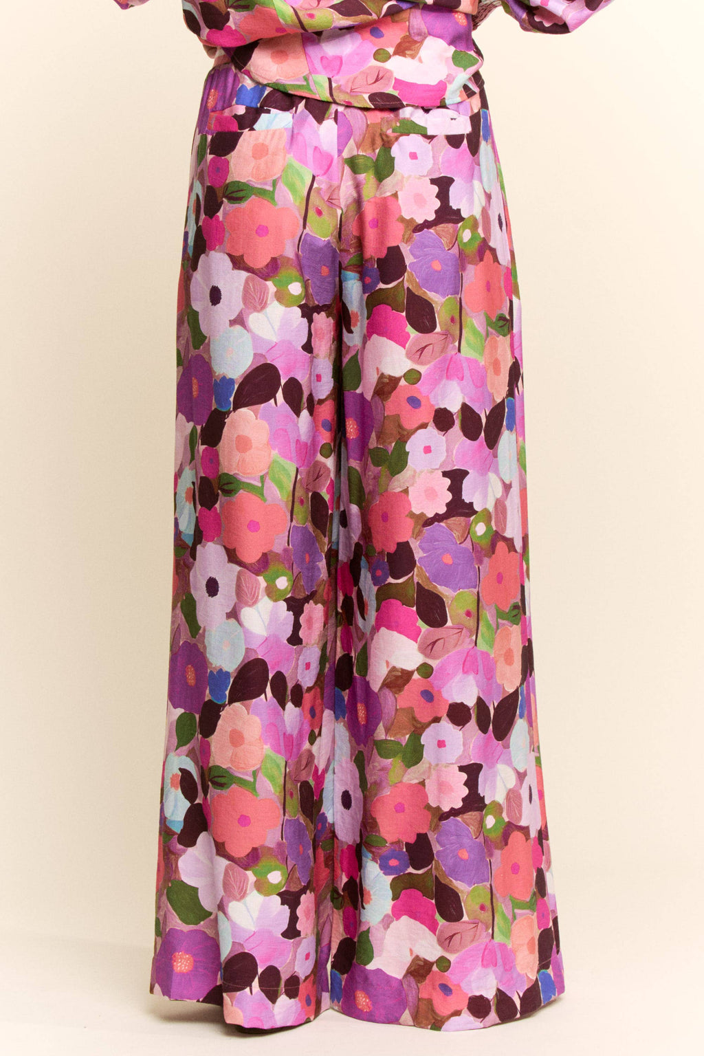 FLORAL PRINT WIDE-LEG PANTS WITH DRAWSTRING WAIST