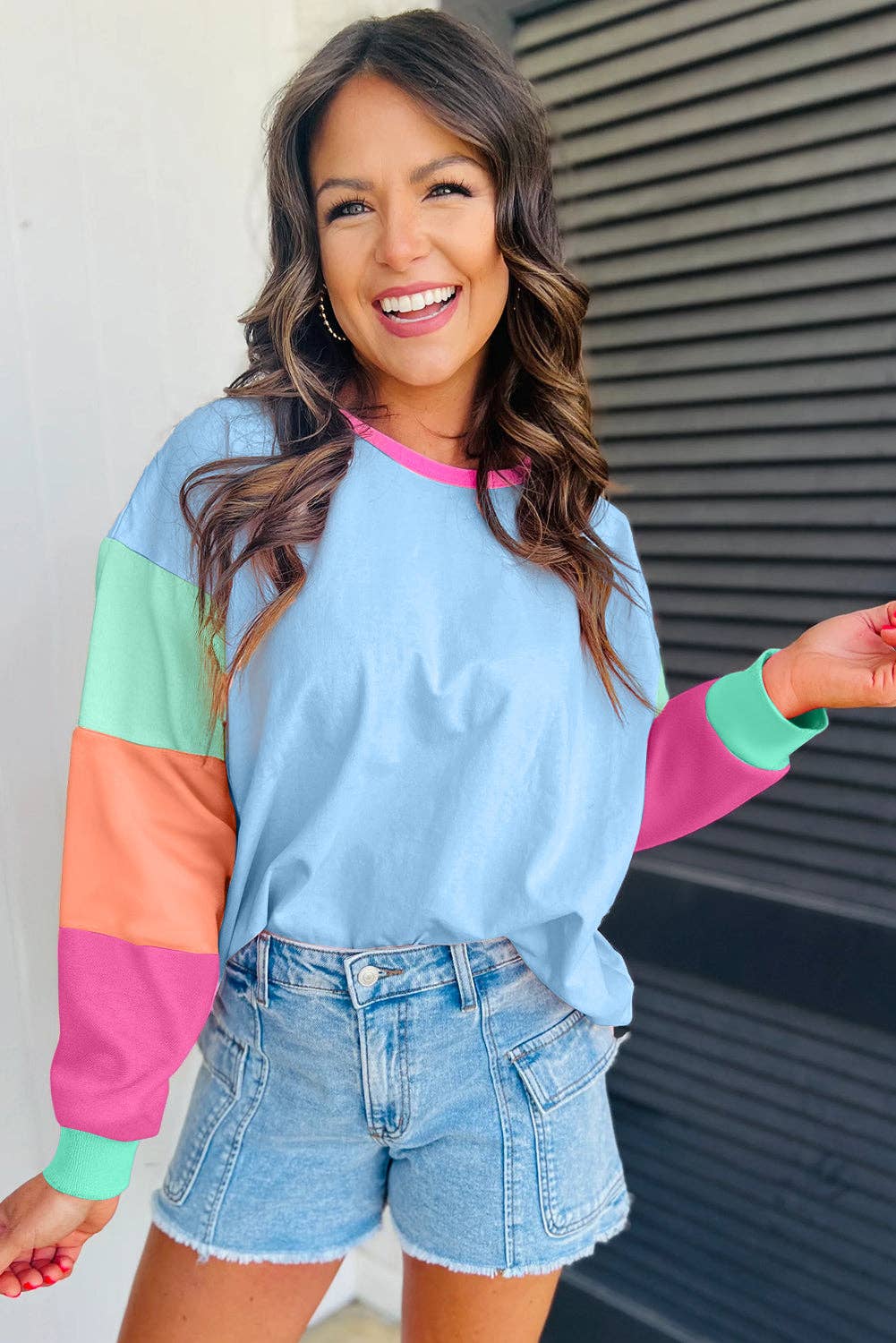 Colorblock Long Sleeve Top – Casual & Comfortable