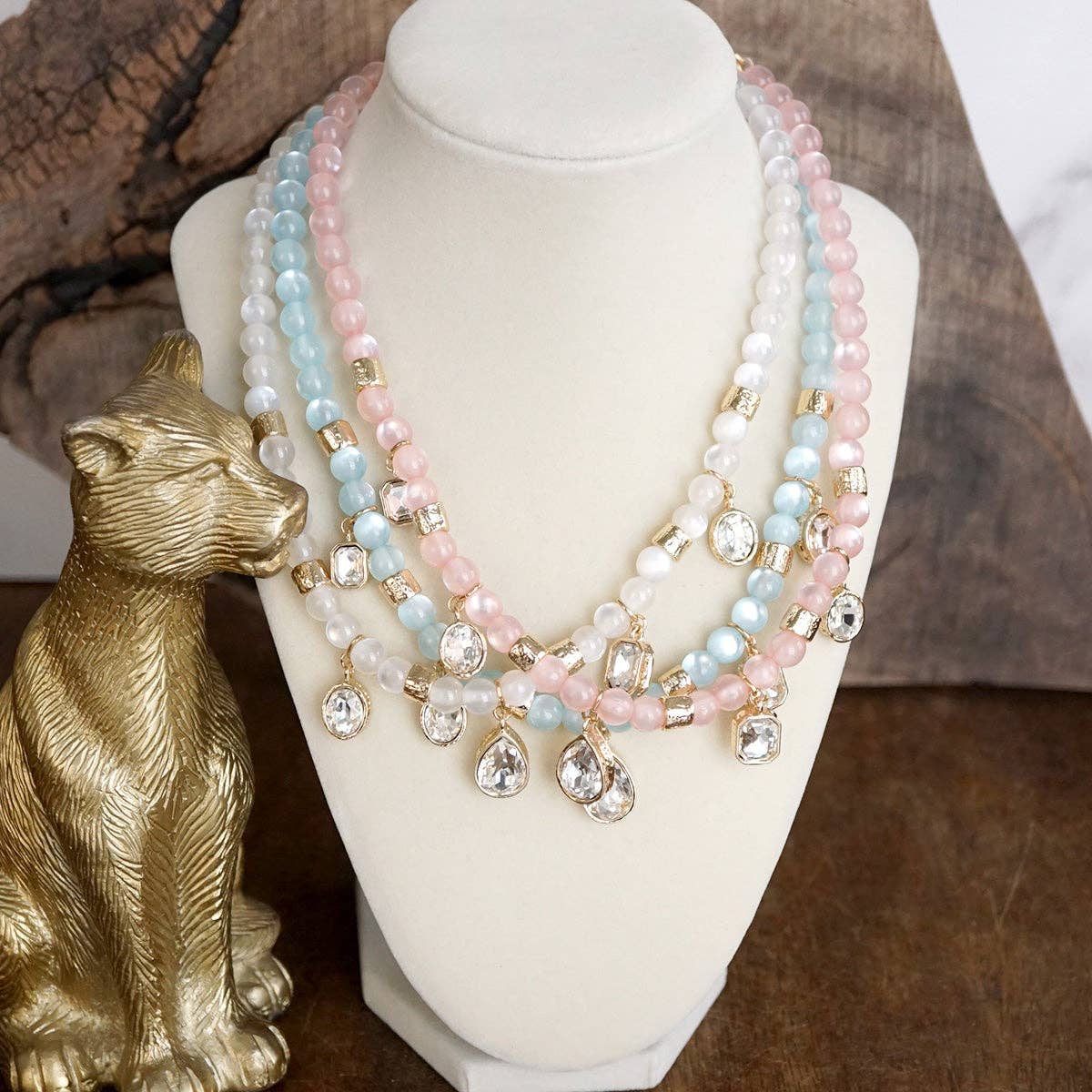 Sugarlight Drops – Beaded Charm Necklace with Crystal Accents