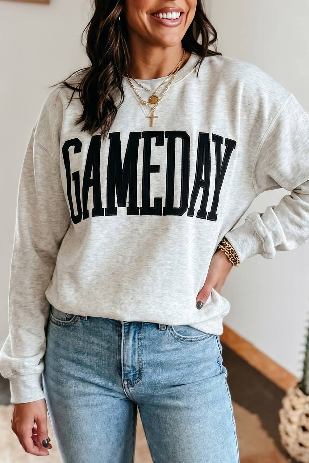 GAMEDAY Sweatshirt Long Sleeve Round Neck Casual Pullover