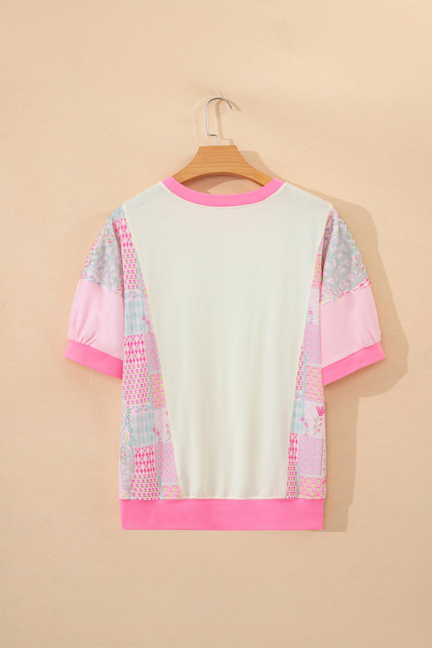 Plus Size Boho Patchwork Flower Power Round Neck Tee (S-4X)