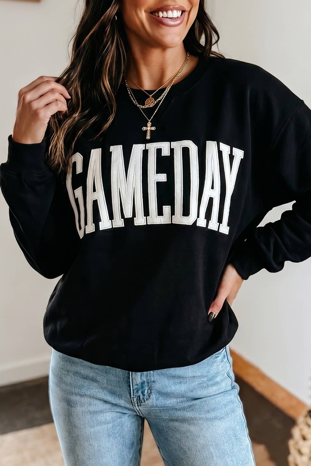 GAMEDAY Sweatshirt Long Sleeve Round Neck Casual Pullover
