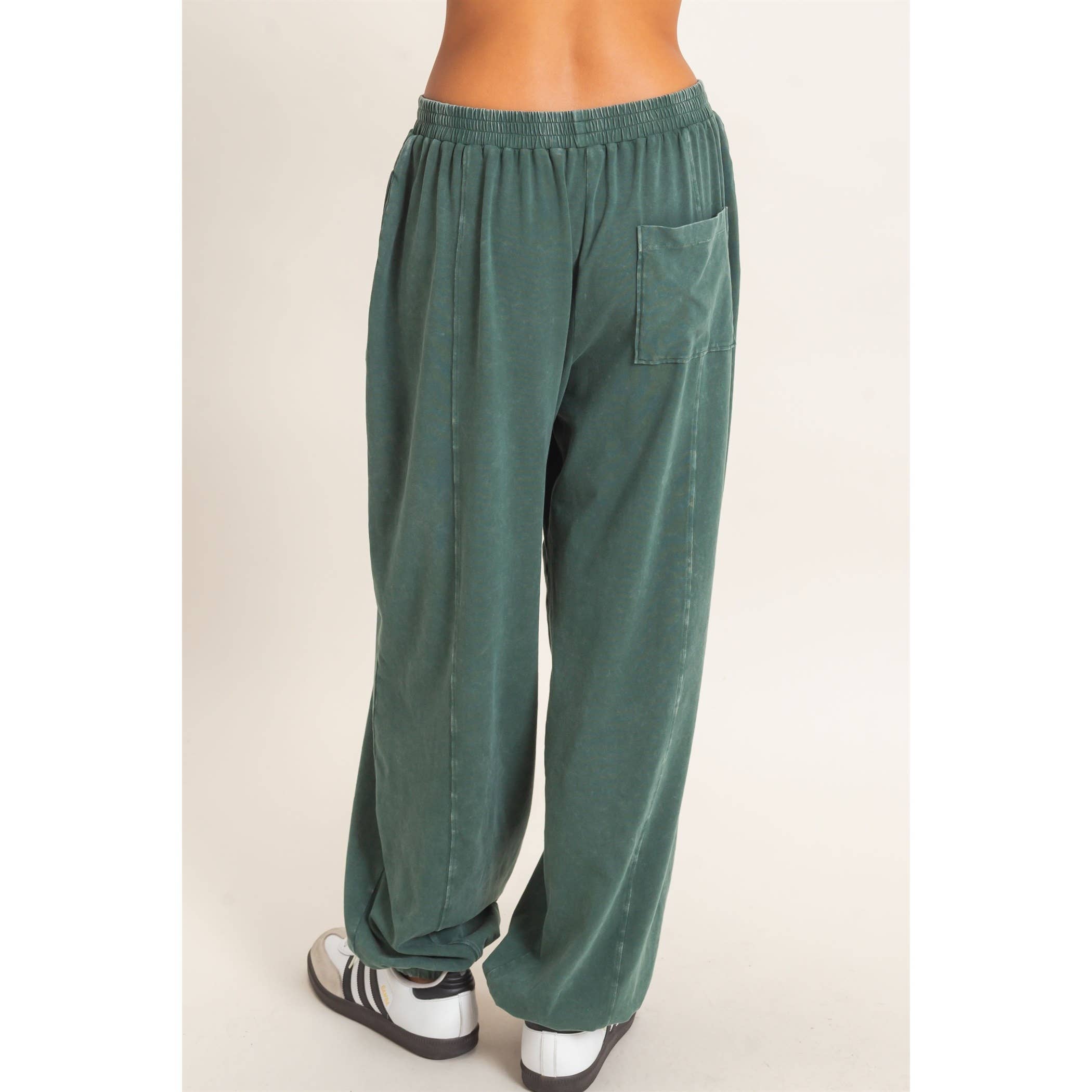 Mineral Wash Elastic Waist Jogger Pants