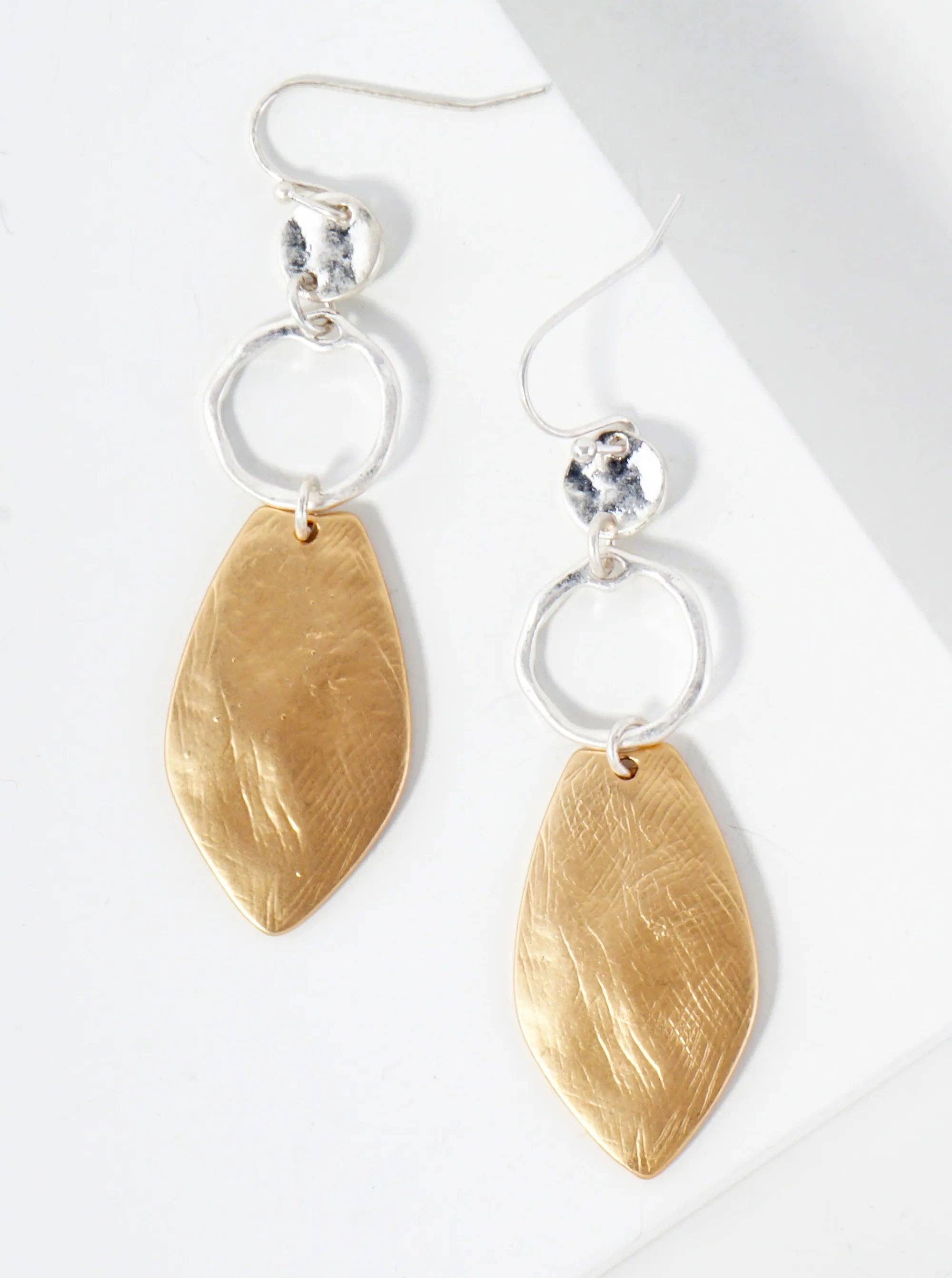 Hand-Molded Metal Geometric Dangle Drop Earrings