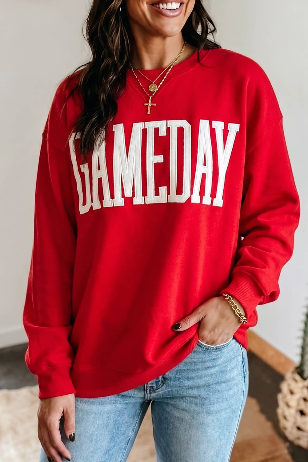 GAMEDAY Sweatshirt Long Sleeve Round Neck Casual Pullover