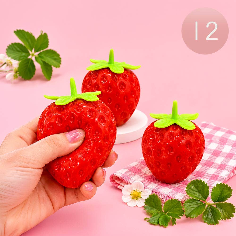 12PCS - Strawberry Squeeze Squishy Stress Relief Toy