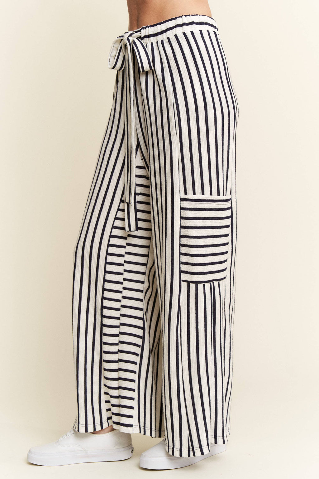 PLUS SIZE STRIPE WIDE LEG PANTS