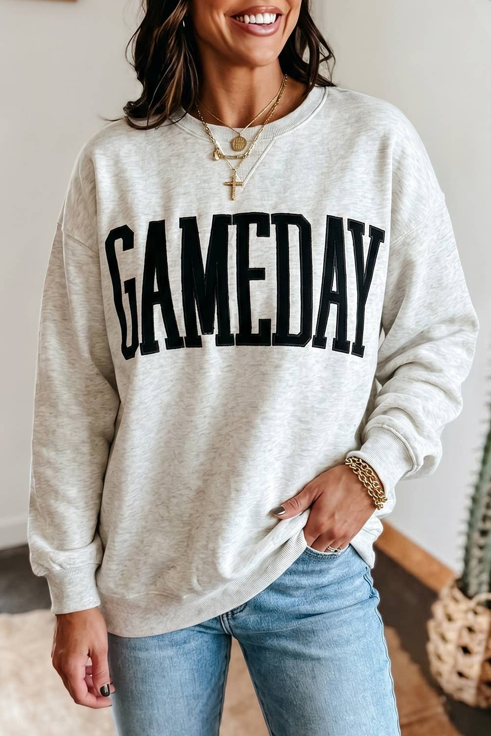 GAMEDAY Sweatshirt Long Sleeve Round Neck Casual Pullover