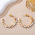 Pearl-Embellished Gold Hoop Earrings | 80E61635