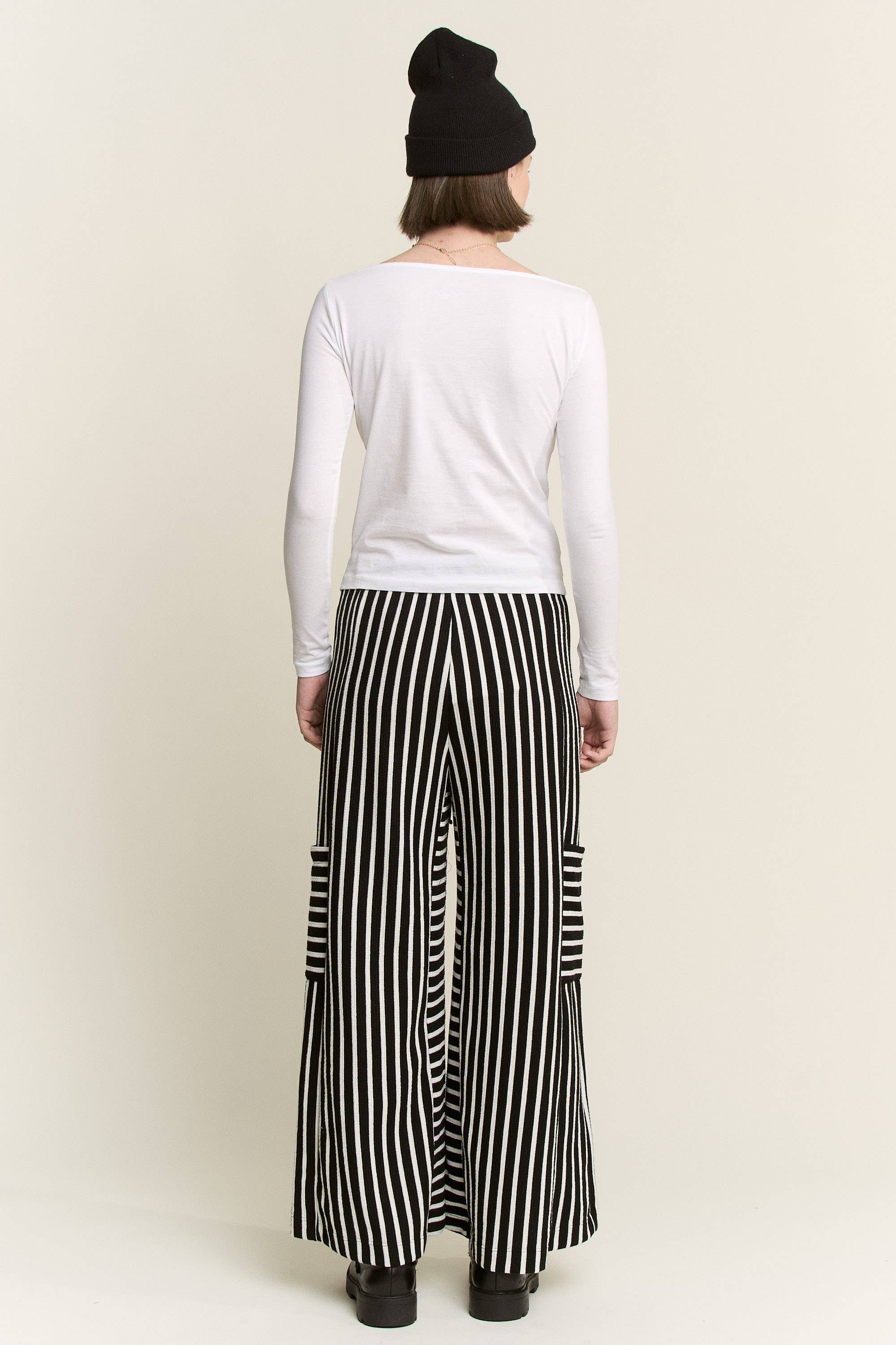PLUS SIZE STRIPE WIDE LEG PANTS